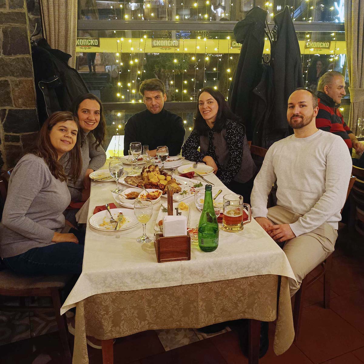 Software Sauna's Macedonia team and HR having a dinner