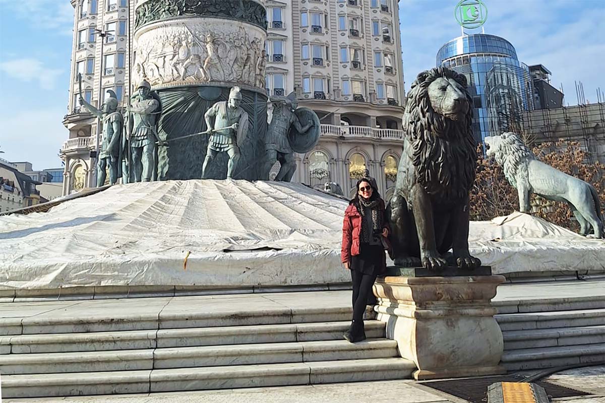 Me at the Square Macedonia under the statue of Alexander the Great