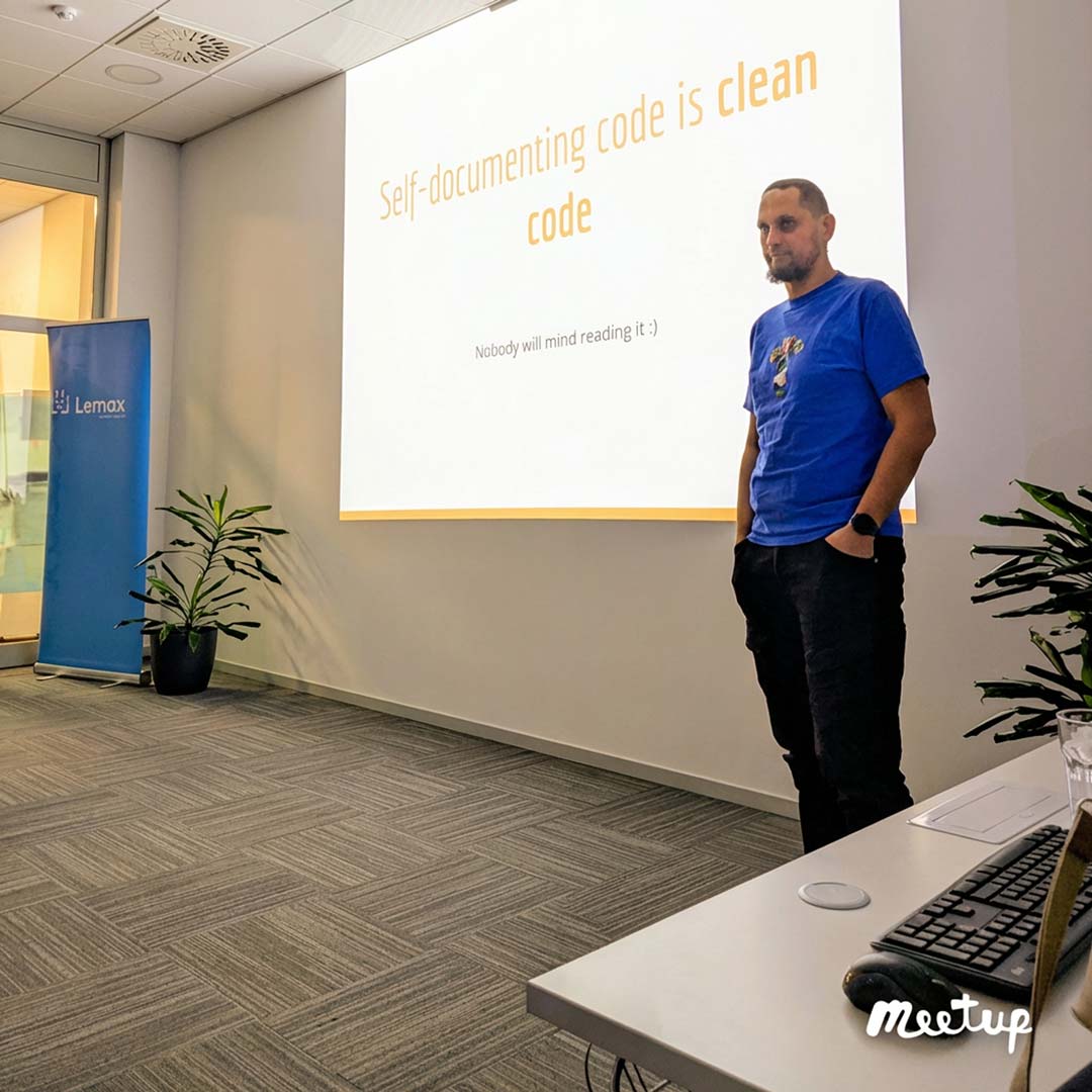 Marko Bjelac from Software Sauna having a presentation