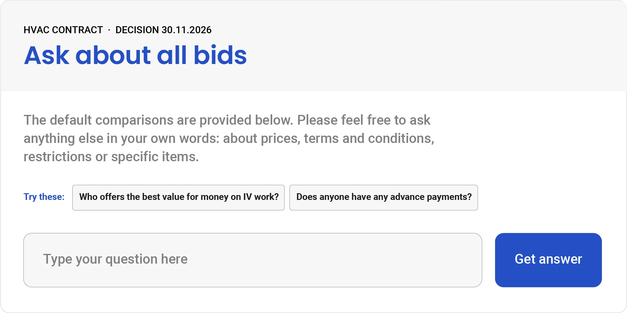 Ask about bids